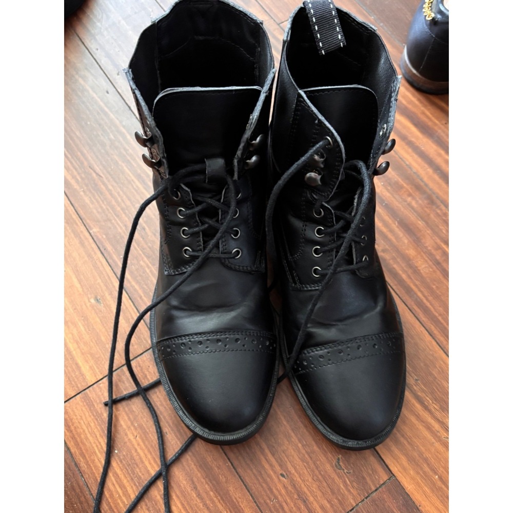 Dover Saddlery Riding Sport Boots Womens Size 6.5 Black Mid Top Cap Toe Lace Up